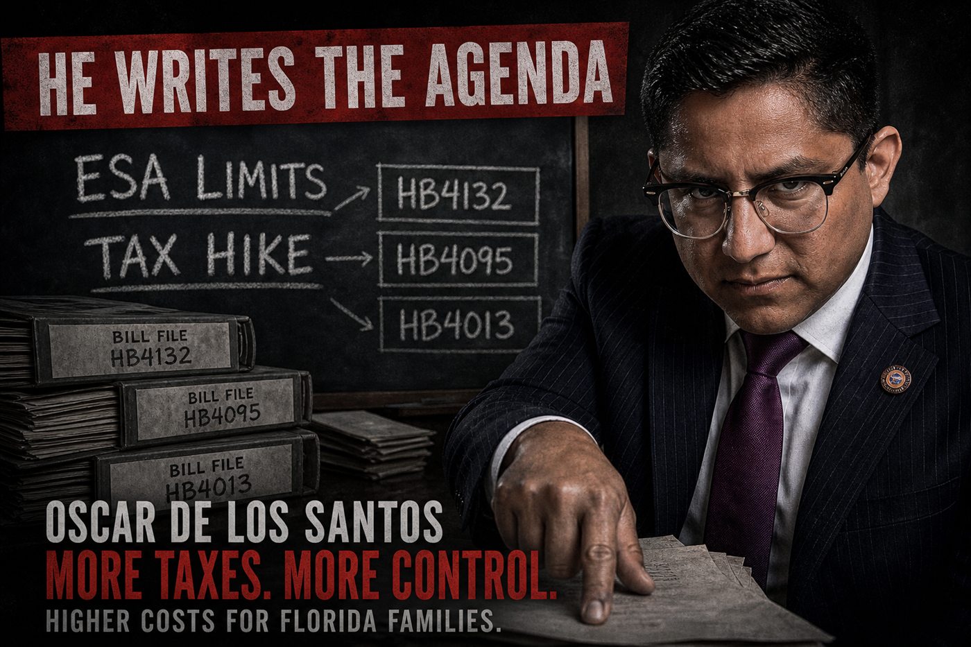 Editorial illustration: Oscar De Los Santos writing ESA limits and tax agenda bills