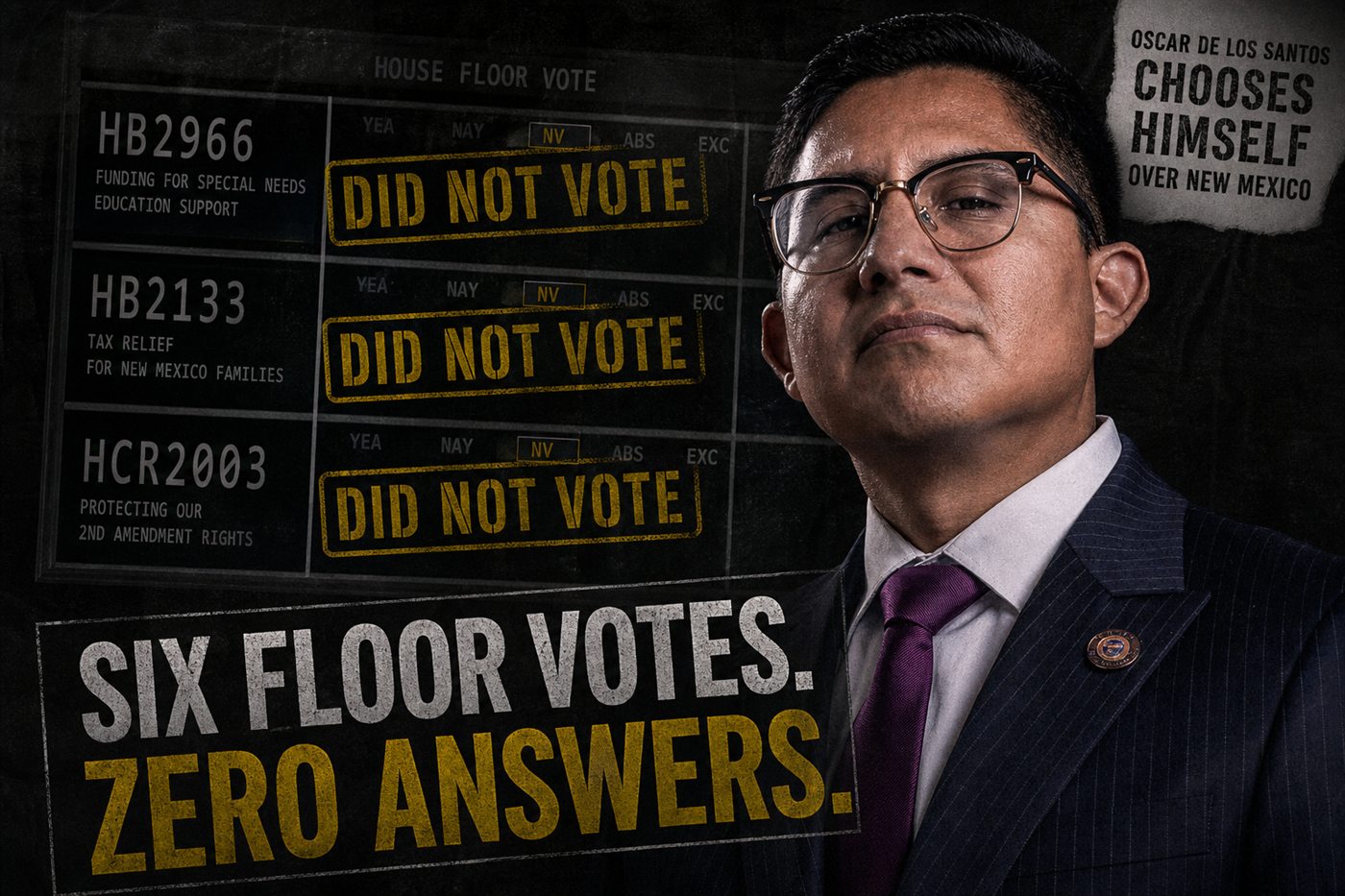 Editorial illustration: Oscar De Los Santos blank votes and NV stamps