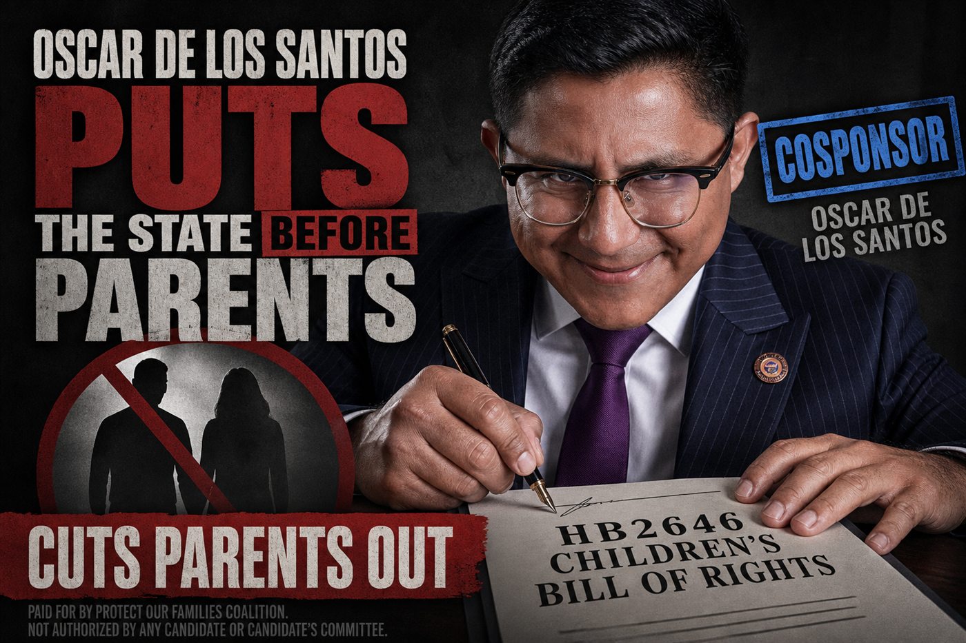Editorial illustration: Oscar De Los Santos cosponsoring HB2646 Children’s Bill of Rights